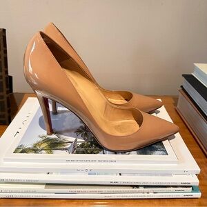 Christian Louboutin Pigale 100 Patent Nude Pumps 38.5
